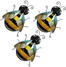 The best part about using adhesive strips to hang wall art is that you can remove them. Up To 50 Off Tengzhen Set Of 3 Metal Bee Wall Art Decor 3d Sculpture Wall Decor Hanging Insect Glass Hanging Home Decoration Perfect Indoor Or Outdoor Decorations For Home Garden Bedroom Yellow