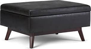 Quality new & used furniture leather storage ottoman some scratches and fabric on bottom removed too good condition lots of storage can drop off in port elgin or southampton. Amazon Com Simplihome Owen 34 Inch Wide Rectangle Coffee Table Lift Top Storage Ottoman Cocktail Footrest Stool In Upholstered Distressed Black Faux Air Leather Mid Century Modern Living Room Furniture Decor