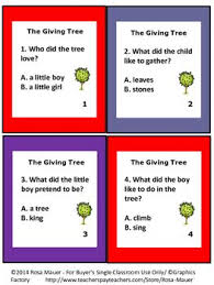 Receive Vocabulary And Comprehension Activities For The Giving Tree Text Is In Task Card And Works Reading Comprehension Task Cards Word Cards The Giving Tree