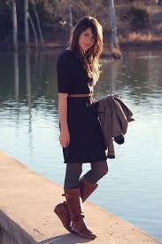 Black Dress Brown Boots Love This Look Comfy And Pretty Navy Dresses 2dayslook Susan257892 Watsonlucy723 Navy Fashion Grey Tights Black Dress Brown Boots