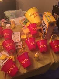 Goodie Bag Ideas For 1st Birthday Party The Making Of A Winnie The Pooh Party Hunny Pot Goodie Bags Winnie The Pooh Birthday Bear Birthday Party Winnie The Pooh Themes