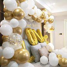 Ballons Or Et Blanc Mariage Decoration Anniversaire Ballons Confettis Confettis
