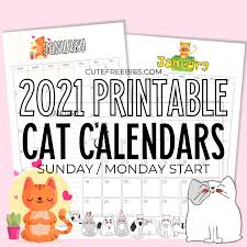 Calendar type, layout, holidays, week start. Printable 2021 Cat Calendar And More Cute Freebies For You