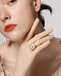 Bee Queen Adjustable White Baroque Pearl Ring