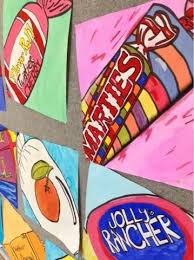 Art At Becker Middle School Pop Art Candy Paintings School Art Projects Middle School Art Projects Elementary Art Projects