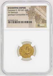 641-668 Byzantine Empire Constans II AV Semissis Gold Coin NGC Certified |  Property Room