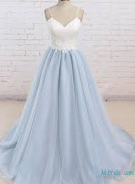 H0782 Simple Nontraditional White And Blue Wedding Dress Blueandwhiteweddingdress Blueweddingdresses Prom Dresses Blue Prom Dresses Modest Cute Prom Dresses