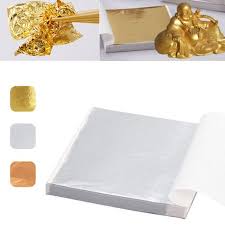 Make sure the gold leaf is completely stuck to the paper. 100pcs Gold Silver Rose Gold Foil Leaf Paper Food Cake Decor Gilding Diy Craft Walmart Canada