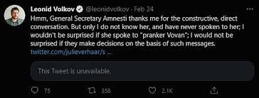 Amnesty International Chiefs Admit Undermining Alexei Navalny In Prank Zoom Call Daily Mail Online