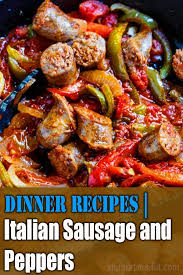 Italian Sausage And Peppers Bellpepperrecipes Flavorful Chunks Of Italian Sausage Are Comb Hot Italian Sausage Recipes Stuffed Peppers Italian Sausage Recipes