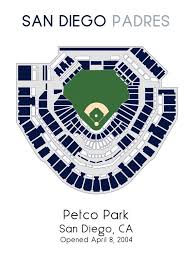 San Diego Padres Petco Park Mlb Stadium Map Ballpark Map Baseball Stadium Map Gift For Him Stadium Seating Chart Man Cave