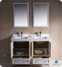 Maybe you would like to learn more about one of these? 48 Antique White Traditional Double Sink Bathroom Vanity With Top Sink Faucet And Linen Cabinet Option