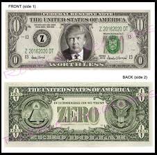 Dollarbill — a paper note printed by the treasury , or by one of the federal reserve banks under authority of the treasury , having the value of one dollar. 7 Lot U S Paper Zero Donald Trump Dollar Bill Funny Etsy