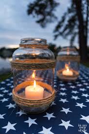 Glass jar lantern with rope this small jar lantern has been made from a vintage glass in an diy mason jar lantern looking for a great outdoor decorating idea? Pin On Summer Decorating