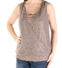 Ralph Lauren 298 Womens New 1178 Beige Beaded Sleeveless Faux Wrap Top M B B Walmart Com