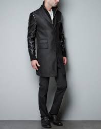 Faux Leather Sleeves Coat Coats Man Zara Leather Sleeve Jacket All Black Fashion Leather Sleeve