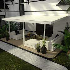 Diy 8mm anti uv panels pergola kit outdoor patio deck cover roof 6 2 x 3m verandah aluminum. Four Seasons Outdoor Living Solutions Contempra High Performance 22 X 10 White 20 Lb Snow Load Patio Cover Awning With 3 Solid Insulated Roof Panels 3 Posts And High Grade Aluminum Chassis Wayfair Ca