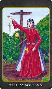 The magician stands with one hand pointed to the sky, while the other hand points to the ground. The Magician Tarot Card Meanings