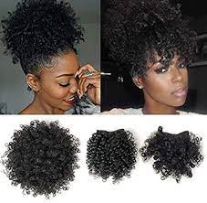 Amazon Com Afro Puff Drawstring Ponytail With 2 Replaceable Bangs 1b Afro High Puff Bun With Spring Curl Ban Hair Puff Hair Twist Styles Afro Puff Hairstyles