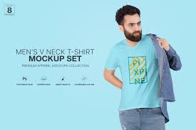 All from our global community of graphic designers. Men S V Neck T Shirt Mockup Set In Apparel Mockups On Yellow Images Creative Store