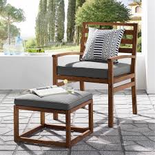 When the furniture is moist, the wood cells expand and. 2pc Acacia Wood Outdoor Patio Chair Pull Out Ottoman Dark Brown Blue Saracina Home Outdoor Patio Chairs Patio Chairs Saracina Home