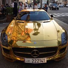 Golden Sls Amg Super Cars Car Wrap Automobile Marketing