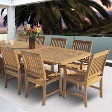 Shop the teak place for a huge range of premium quality teak outdoor dining sets. Royal Teak Collection P19 11 Piece Teak Patio Dining Set With 96 120x44 Inch Rectangular Expansion Table Compass Chairs