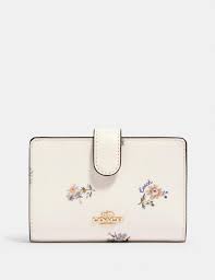 Coach Medium Corner Zip Wallet With Dandelion Floral Print Coach Floral Wallet Lv Handbags Bags