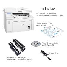 See www.hp.com/support/ljm227mfp for current information. Hp Laserjet Pro M227sdn A4 Mono Multifunction Laser Printer G3q74a