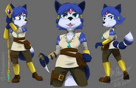 Finished my first reference sheet for Krystal's redesign!! No, I do not  know how light sources work, apparently!! by Chewy's Doodles : r/starfox