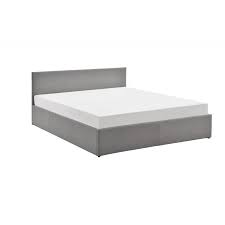Les angles arrondis de la tête de lit mettent en valeur un style cosy et vous invitent à la détente. Cadre De Lit 160x200 Avec Coffre De Rangement Et Tete De Lit En Simili Gris Pas Cher Meuble A Petit Prix