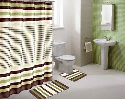 Bathroom accessories set marble for high end hotel. Winry Sage Green Striped 15 Piece Bathroom Accessory Set 2 Bath Mats Shower Curtain 12 Fabric Covered Rings Walmart Com Walmart Com