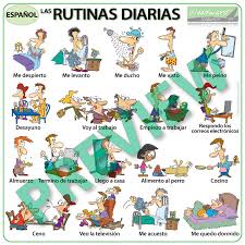 spanish daily routines wall charts flash cards