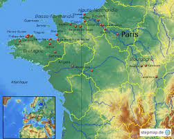 ^ normandie, боннетон, париж 2001 г. Stepmap Normandie Bretagne Landkarte Fur Frankreich