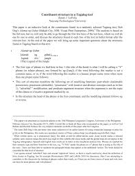 There is a current trend though, especially among young tagalog speakers in the philippines, of using. Constituent Structure Of A Tagalog Text