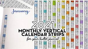 Downloads are subject to this site's term of use. Free 2021 Monthly Vertical Date Strips For Bullet Journals Lovely Planner