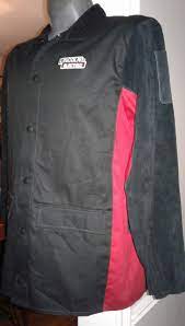 Lincoln K2986 Shadow Split Leather Sleeved Welders Welding Jacket Size Large Ebay Welding Jackets Leather Sleeve Jackets