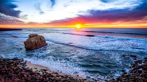 Natural summer ocean wave desktop hd wallpaper. San Diego California Sunset Coast Stones Sandy Beach Ocean Waves Orange Red Sky Clouds Horizon Hd Wallpapers For Desktop Mobile Phones And Laptop 3840x2400 Wallpapers13 Com