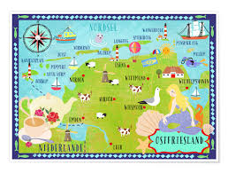 Herzlich willkom men beim ponyparadies ostfriesland! Colorful Map Ostfriesland Posters And Prints Posterlounge Com