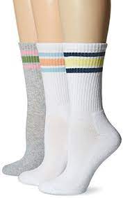 Women S 3 Pack Retro Sport Crew Socks White Assorted 9 11 Retro Sport Crew Socks Socks And Hosiery