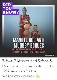 After he played college basketball for the bridgeport purple knights, bol was. Did You Know Manute Bol And Mugosy Bogues The Shortest And The Tallest Player In Nba History Played Once For The Same Team Cl 7 Foot 7 Manute And 5 Foot 3 Muggsy Were Teammates In