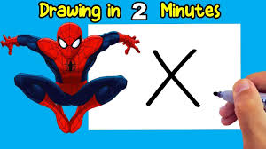 Spiderman is one of the most fun superheroes to draw! Superheroes Drawing Spiderman By Using Alphabet X Easy 2 Mins