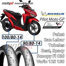 Ukuran velg dan ban honda vario 150 facelift 2018 merek via pertamax7.com. Michelin Paket Ban Lebar Vario 150 125 Sepasang 90 80 14 100 80 14 Pilot Motogp Shopee Indonesia