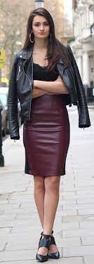 Burgundy Leather Skirt Style Leather Skirt Outfit Leather Skirt Outfit Winter Burgundy Skirt Outfit