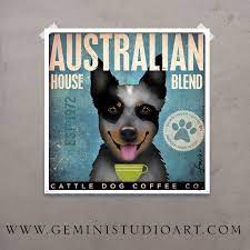 Australian Cattle Dog Coffee Company Giclee Archival Print Etsy Australian Cattle Dog Blue Heeler Australian Cattle Dog Cattle Dog