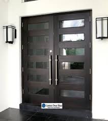 Amazing Front Doors Contemporary Mahogany Double Wood Doors With Glass Inserts And Large Pulls Contemporary Front Doors Double Front Doors Double Entry Doors