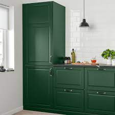 The only hic is that our fridge is 33 wide and the ikea cabinets for over the fridge are only 30 or 36. Bodbyn Door Dark Green 20x80 Cm Ikea