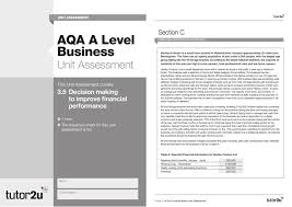 Aqa A Level Business Unit Assessment 3 5 Business Tutor2u