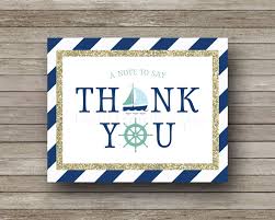 Nautical Thank You Cards Navy Teal Gold Sailboat Wheel Etsy Baby Shower Invitations For Boys Thank You Cards Nautical Baby Shower