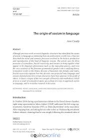 Si elle survient en moyenne à 51 ans, la ménopause est dite précoce si elle apparaît avant 45 ans. Pdf The Origin Of Sexism In Language